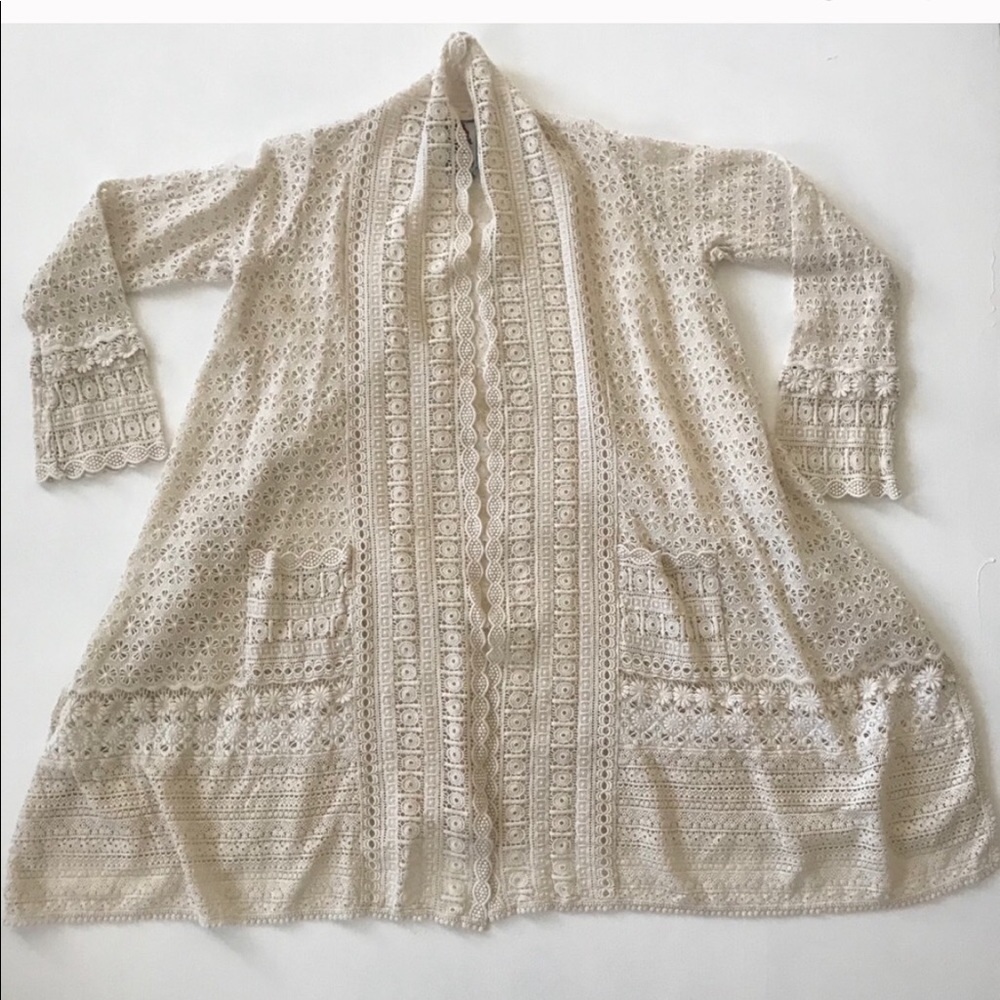 Johnny Was XS jacket crochet boho chic lace jacket